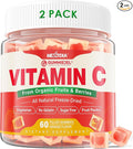 2 Pack - Organic Vitamin C Gummies 120mg for Adults Sugar Free Daily Immune Defense Raw Antioxidant 100% Whole Food Chewable Vitamin C Supplement from 1200mg Berries &amp Fruits for Collagen Veg