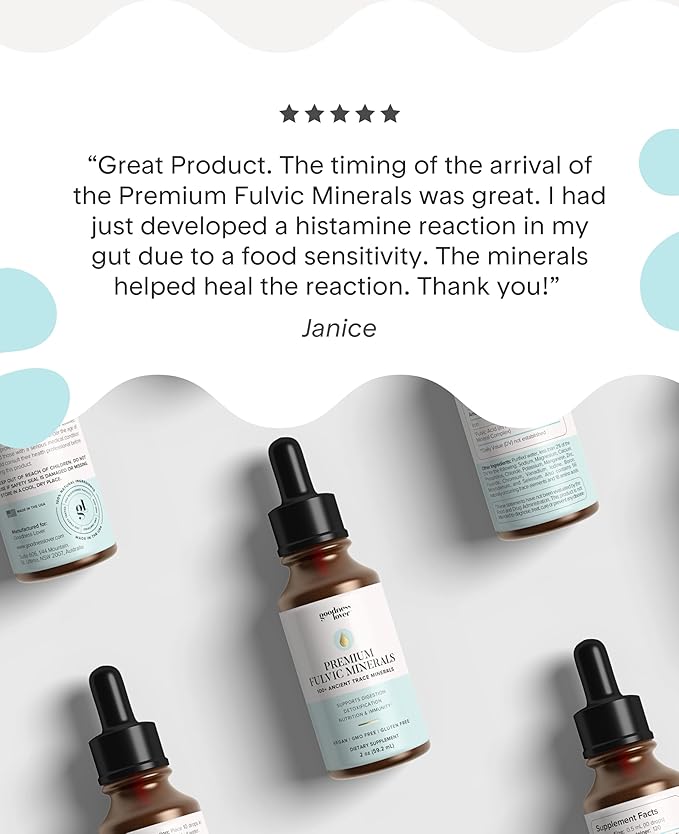 Goodness Lover Fulvic Minerals 100 Trace Minerals Vitamins Amino acids polyphenols antioxidants and Electrolytes 120 Servings