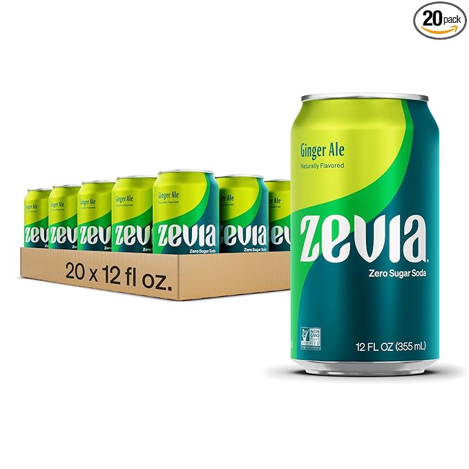 Zevia Zero Calorie Soda Ginger Ale 12 Ounce Cans (Pack of 20)