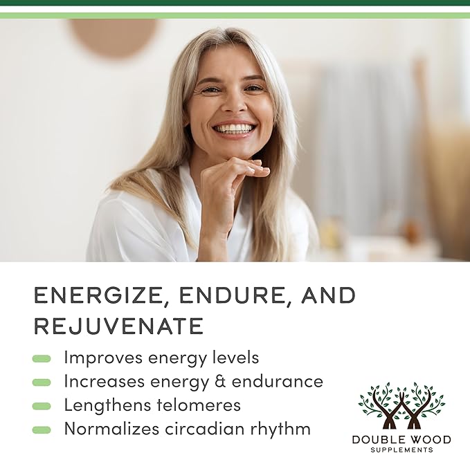 Double Wood Supplements NAD+ Anti Aging &amp Cell Regeneration | 500mg of 95% Pure NAD Plus Per Serving 30 Day Supply | Similar to Nicotinamide Riboside | Third Party Tested Vegan Safe Non-GMO