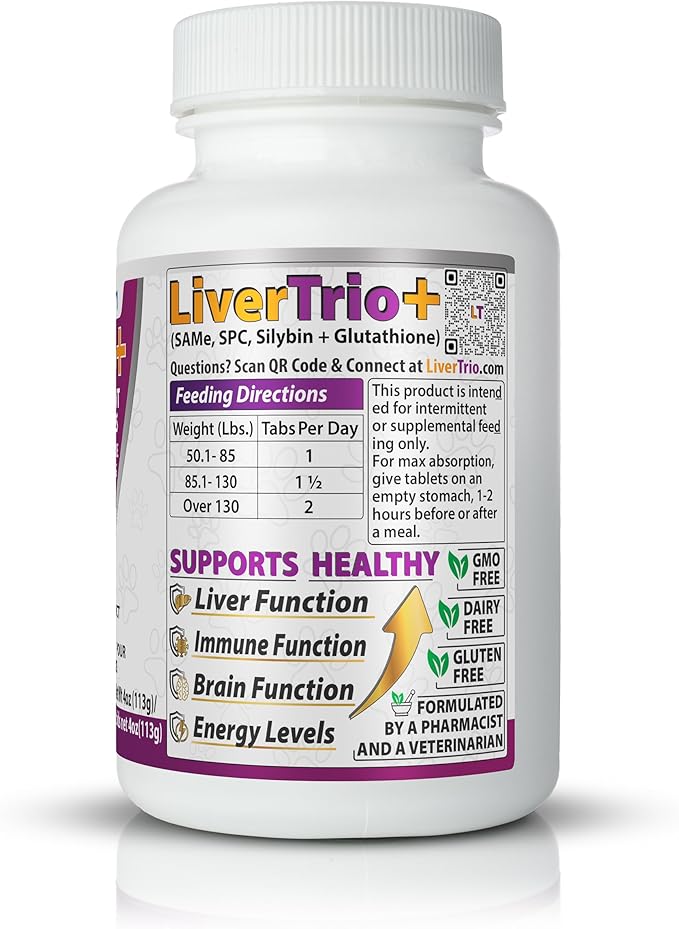 Comprehensive Liver Support Supplement for Large Dogs. Flavorful Chewable Tablets Combining Same SPC Silybin A+B + Glutathione 30Ct (Large)