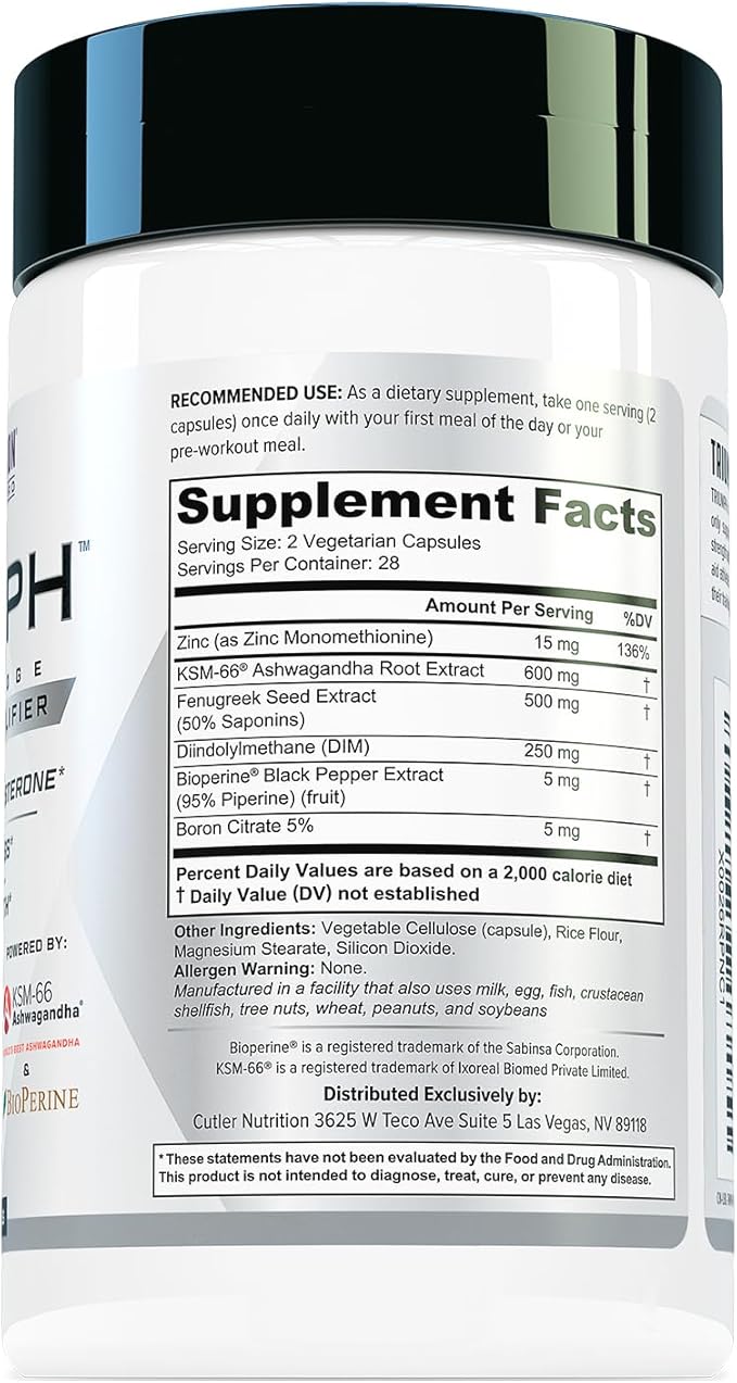 TRIUMPH Testosterone Booster for Men: Best Test Booster and Estrogen Blocker for Men with DIM KSM 66 Ashwagandha and Boron Citrate Build Natural Lean Muscle Mass and Strength 56 Veggie Capsules
