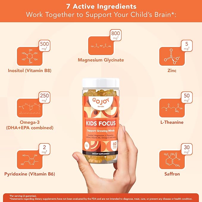 GOJOY NATURALS Kids Focus + Choline &amp DHA Gummies Bundle - Support for Growing Minds