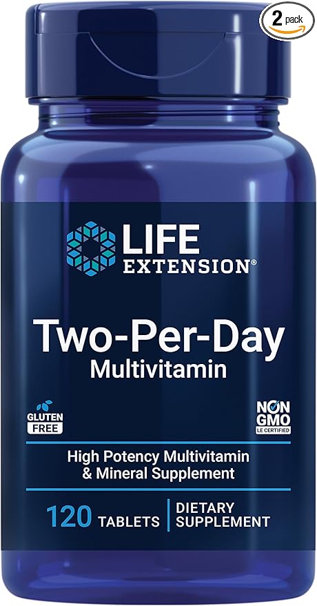 Life Extension Super Bio-Curcumin and Two-Per-Day 120 Tablet Multivitamin Bundle - 60 Vegetarian Capsules