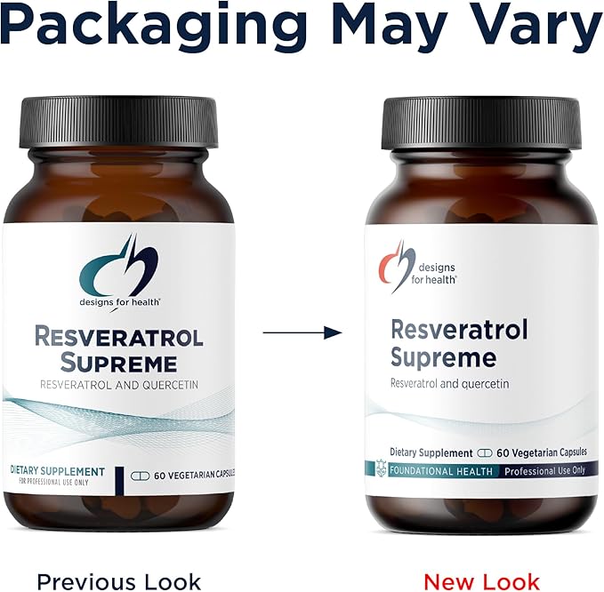 Designs for Health Resveratrol Supreme - Trans Resveratrol from Japanese Knotweed + Quercetin - Healthy Aging + Cardiovascular Support Supplement Non-GMO (60 Capsules)
