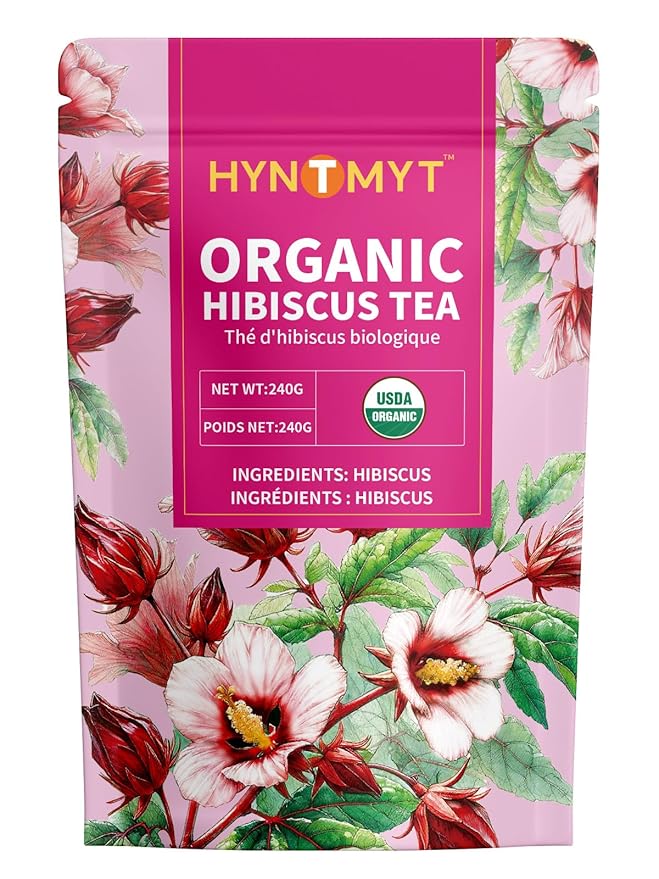 HYNTMYT Organic Hibiscus Tea Bags Premium USDA Organic Hibiscus Flowers Tea Bright &amp Tart Flavor Caffeine Free 120 Count