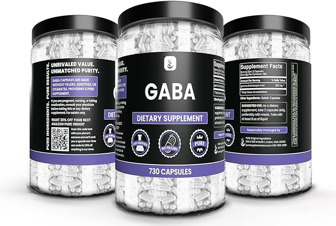 PURE ORIGINAL INGREDIENTS GABA (730 Capsules) No Magnesium Or Rice Fillers Always Pure Lab Verified