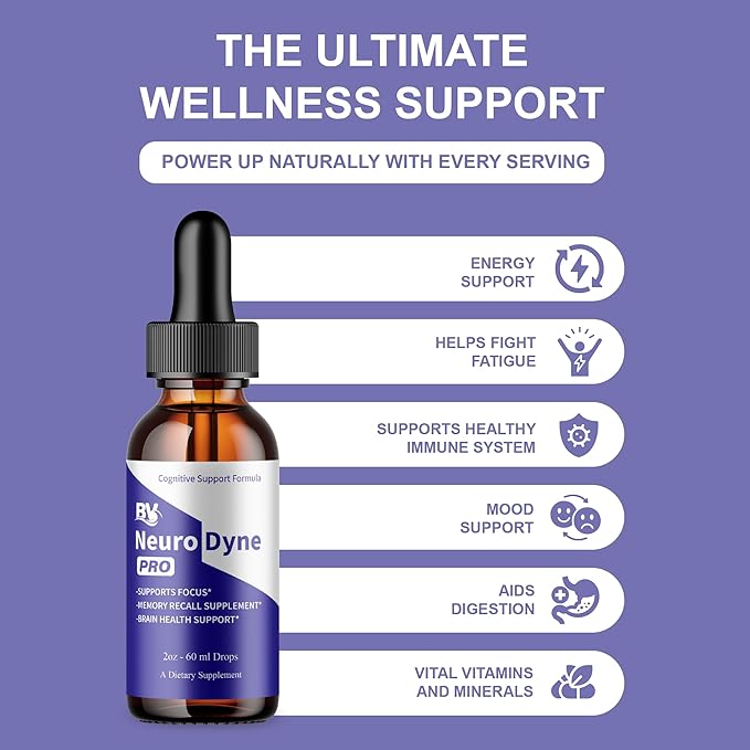 BLUE VIBE NeuroDyne Drops Neuro Dyne Advanced Strength Overall Health &amp Wellness Support Supplement NeuroDyne Premium All Natural Daily Health and Overall Energy Formula (3 Pack - 6oz / 180ml)