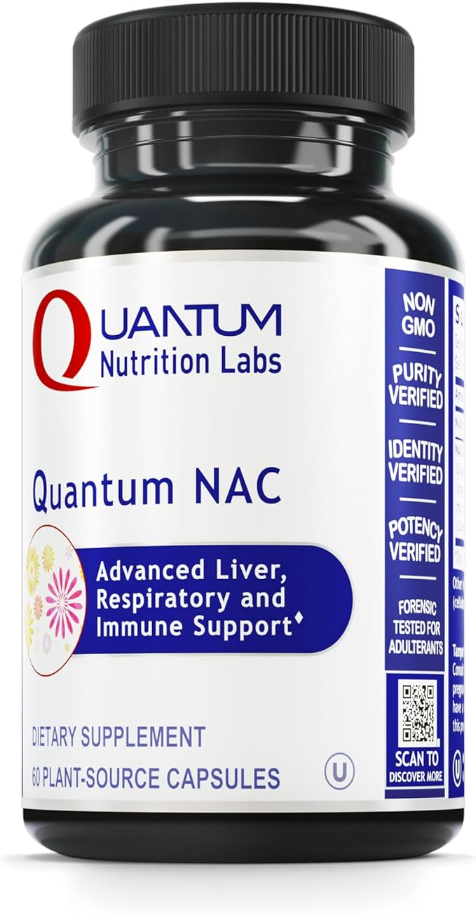 Quantum Nutrition Labs NAC - N-Acetyl-L-Cysteine Liver &amp Immune Support NAC Supplement N-Acetyl Cysteine 300mg NAC Per Capsule - 60 Vegetarian Capsules