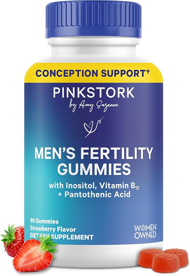 Blue Stork Fertility Supplement Gummies for Men - Male Prenatal Vitamins Conception Support for Him - Reproductive Health Hormonal Balance &amp Motility - 90 Count