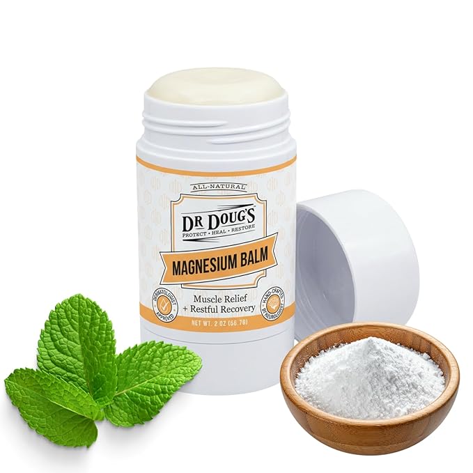 Dr. Doug's Magnesium Balm for Muscle &amp Nerve Relief – 2 oz Twist-Up Stick | Organic Peppermint &amp Lavender Scent | Topical Magnesium Cream for Legs Arms &amp Chest | Non-Greasy Organic &amp