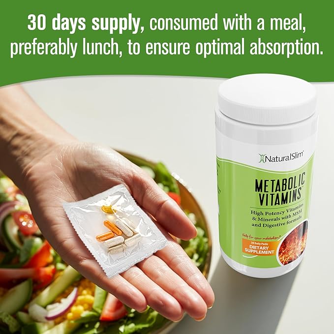 NaturalSlim Metabolic Vitamins - Combination of High Potency Multivitamins Minerals B Complex Msm &amp Digestive Formula Supplements for Men &amp Women - Energy &amp Metabolism Support - 3pack
