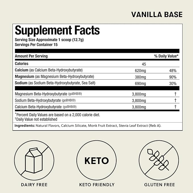 Perfect Keto Exogenous Ketones Powder BHB Salts Supplement for Ketosis &amp Fasting Plus Electrolytes for Hydration Caffeine Free Energy Keto Diet Focus &amp Workout Support Vanilla 6.7 oz