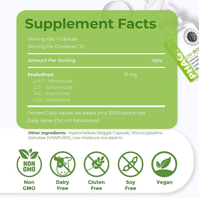 Intestinal Fortitude Phage 1 - Ultimate Gut Health Supplement Total Restore Intestinal Defense Patented Bacteriophage Blend for Gut Support Digestive &amp Immune System Health Destroy Bad Bacteri