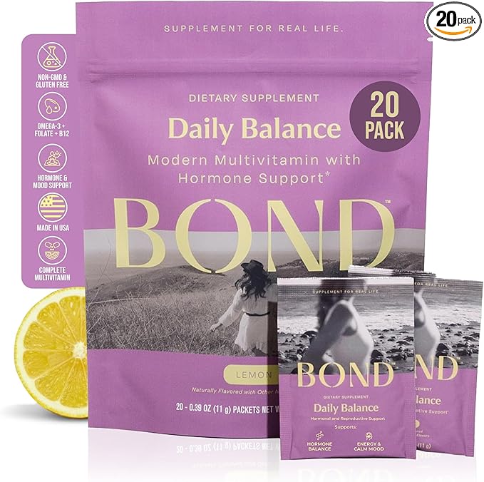 BOND Prenatal Vitamin Drink Mix for Women with Iron Supports Hormone Balance Folate &amp B12 for Energy &amp Calm Mood Plant-Based Omega-3 for Cognitive Support Magnesium D3 B6 NAC 20 Travel