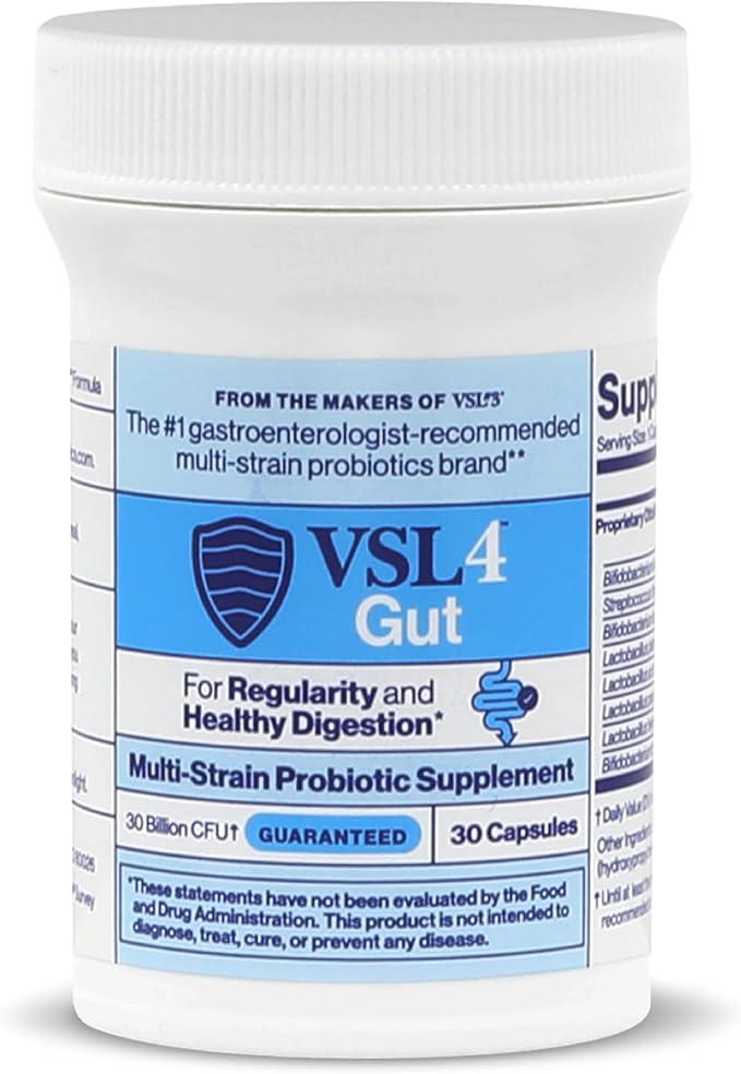 VSL4® Gut Daily Probiotics for Gut Health - 30B CFUs Multi-Strain Digestive Support for Women &amp Men Promotes Gut Balance &amp Regularity Potent Shelf-Stable Probiotic Supplement 2 Pack (60 C
