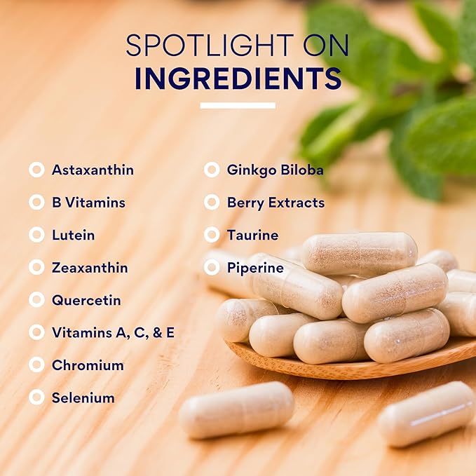 Research Verified Eye Health - Nourish and Protect Eyes and Vision Support Healthy Retina Improve Blood Supply to Eyes - Vitamins A B C and E - 180 Capsules - 3 Month Supply - Made in The USA
