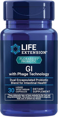 Life Extension FLORASSIST® Probiotic GI with Phage Technology Digestive Health Supplement microbiome Balance Gut Health Gluten Free Vegetarian 30 Capsules