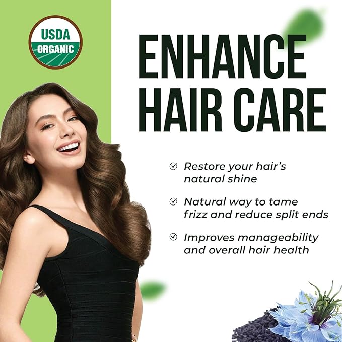 uh*Roh*Muh Premium USDA Organic Black Cumin Seed Oil – Cold-Pressed Nigella Sativa – 3% Thymoquinone (TQ Level) - 100% Pure Black Seed Cumin Oil for Skin Hair and Immune Support (8 Fl Oz)