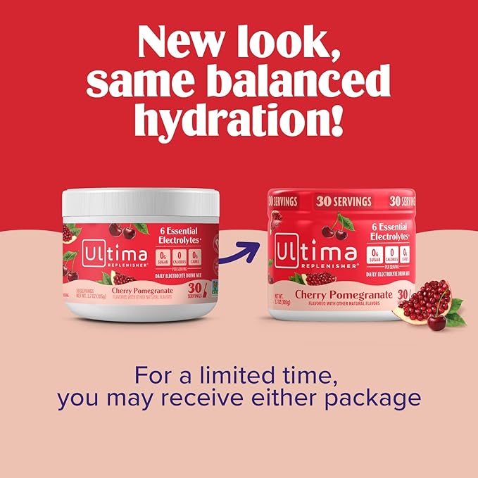 Ultima Replenisher Daily Electrolyte Powder Drink Mix – Sugar Free – Cherry Pomegranate 30 Servings – Hydration Powder with 6 Electrolytes and Trace Minerals – Keto Friendly Vegan Non-GMO