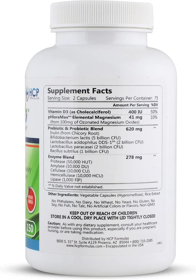 Abzorb - Vitamin &amp Nutrient Optimizer - Digestive Enzymes Probiotics &amp Magnesium Oxide Complex - Balance Intestinal Flora - Gut Health &amp Bowel Support - Dietary Supplement - 150 Caps