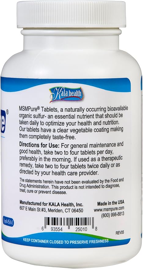 KALA HEALTH MSMPure MSM Tablets 120 Count and MSM Gel with Organic Aloe 8oz Bundle