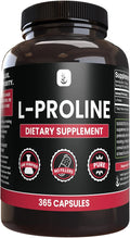 PURE ORIGINAL INGREDIENTS L-Proline (365 Capsules) No Magnesium Or Rice Fillers Always Pure Lab Verified