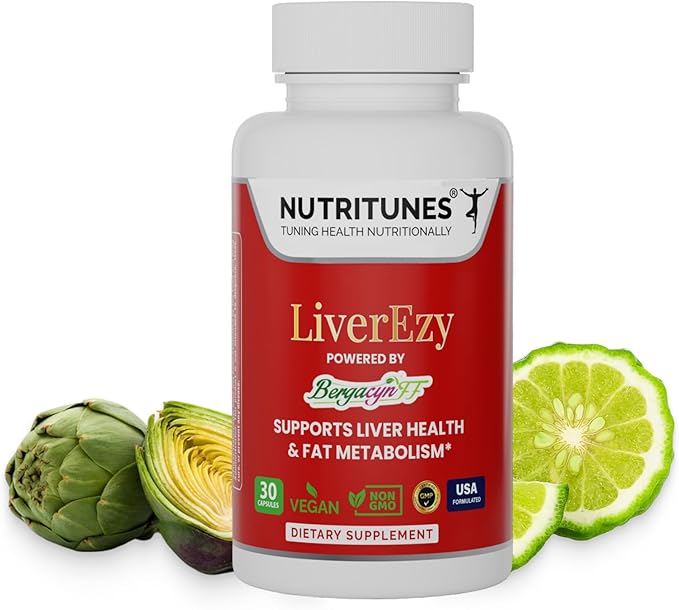Liver Support Supplement–Supports Detox Cleansing &amp Lipid Metabolism – with Bergacyn FF (Bergamot &amp Artichoke) – 30 LiverEzy Vegan Capsules