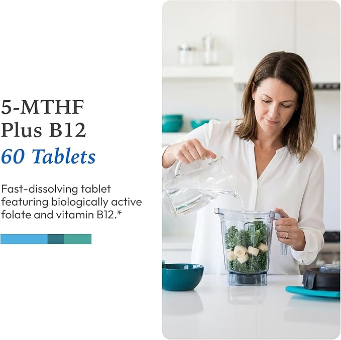 XYMOGEN 5-MTHF Plus B12 - Biologically Active Folate + Methyl B12 (Methylcobalamin) to Support Methylation and Nervous System Health - Great-Tasting Cherry Flavor (60 Quick-Dissolve Tablets)