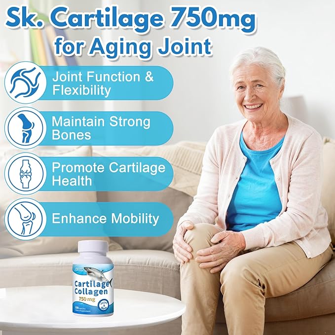 Cartilage for Joint &amp Bone with Cartilage 750mg Glucosamine &amp Collagen Support Joint Function Bone Density &amp Cartilage Health Aging Joints 100 Capsules