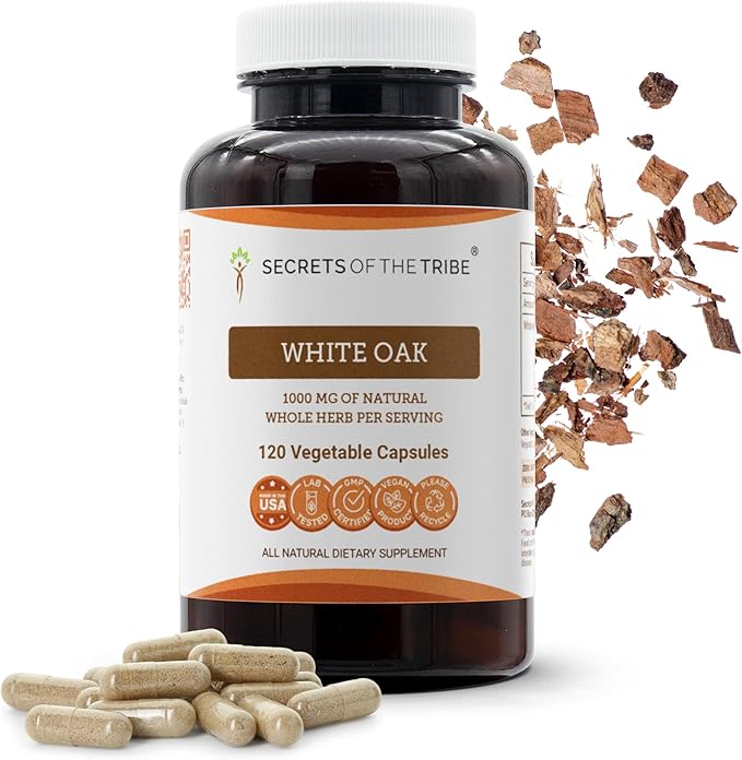 Secrets of the Tribe White Oak 120 Capsules 1000 mg White Oak (Quercus alba) Dried Bark (120 Capsules)