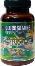 Suplemento para el Apoyo Articular con Glucosamina Manzanilla Colágeno Cúrcuma y AJO | Glucosamine Chamomile Collagen Turmeric Garlic Joint Support Supplement