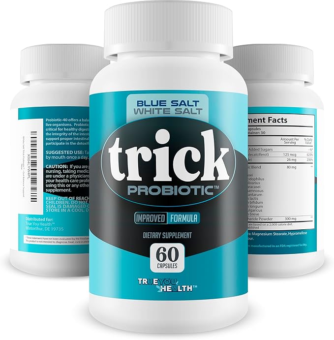 Blue Salt White Salt Trick Probiotic - Our Best Probiotics for Men - Promote Heathy Microbiome - Gut Health Once Daily Men's Probiotic - 40 Billion Mens Prostate Probiotics