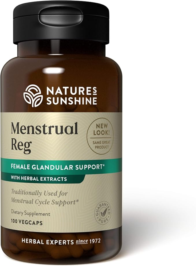 Nature's Sunshine Menstrual Reg 100 Capsules Kosher | Herbal Supplement Helps Maintain Hormone Balance and Promotes a More Comfortable Menstrual Cycle