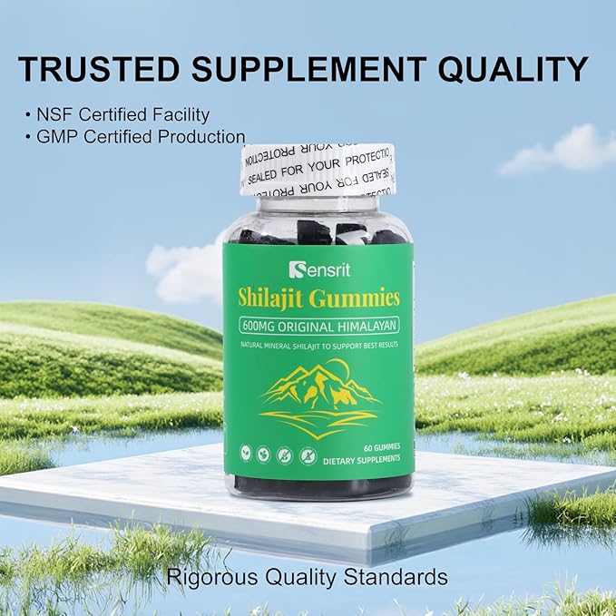 Shilajit Gummies 600mg | Himalayan Pure Shilajit Resin | Natural Energy Stamina Mental Clarity &amp Vitality Support for Men &amp Women | 60 Gummies | Raspberry Flavor | Vegan Non-GMO