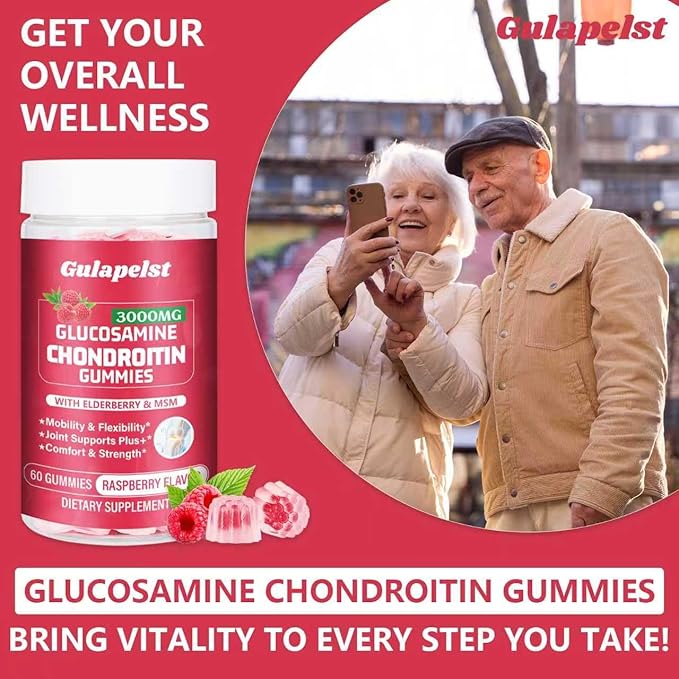 3 Packs 3000MG Glucosamine Chondroitin Gummies - Extra Strength Joint Health &amp MSM Elderberry Natural Joint Support Supplement Flexibility Antioxidant Immune Support for Adults 180 Gummies
