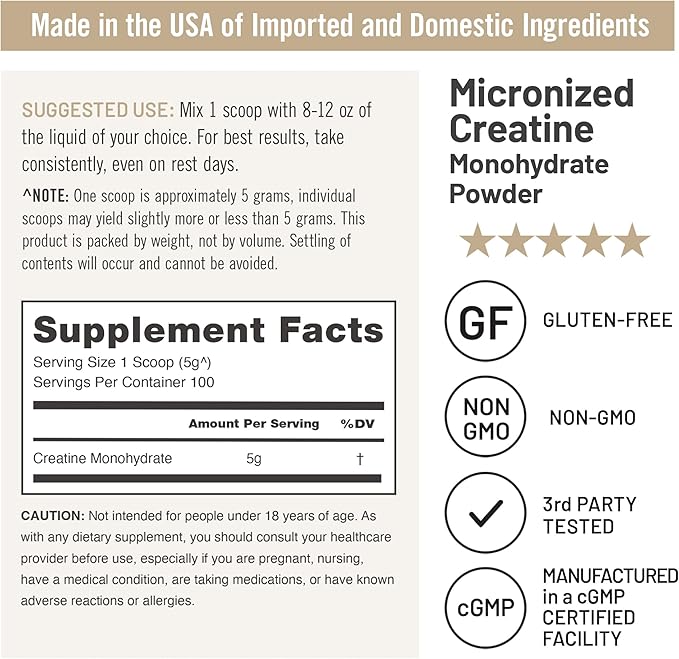 NatureWise Micronized Creatine Monohydrate Powder 5000mg (5g) Per Serving - Creatine for Women &amp Men - Pure Unflavored Supports Lean Muscle Mass Endurance - 100 Servings