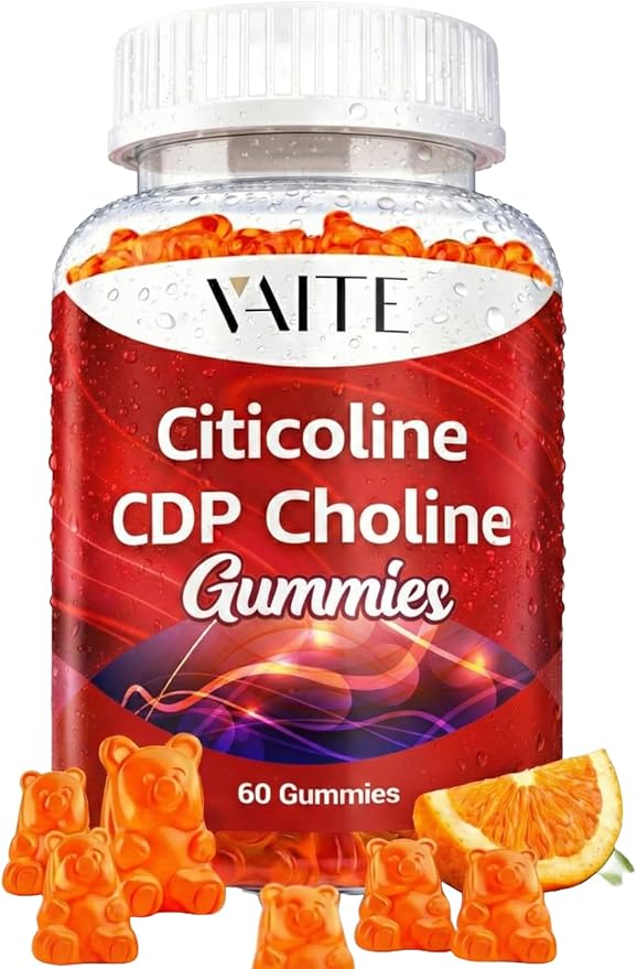 VAITE Citicoline 1000mg Supplements – CDP Choline for Brain Support Memory Focus &amp Mental Performance – Helps Maintain Clarity &amp Concentration – for Adults – Non-GMO Vegan 60 Gummies