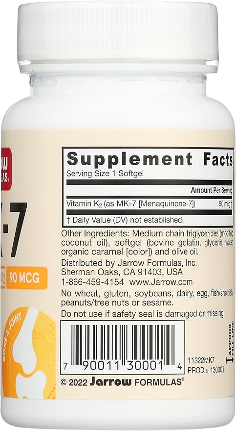 JARROW FORMULAS MK-7 Vitamin K2 Softgels 90 mcg 60 CT