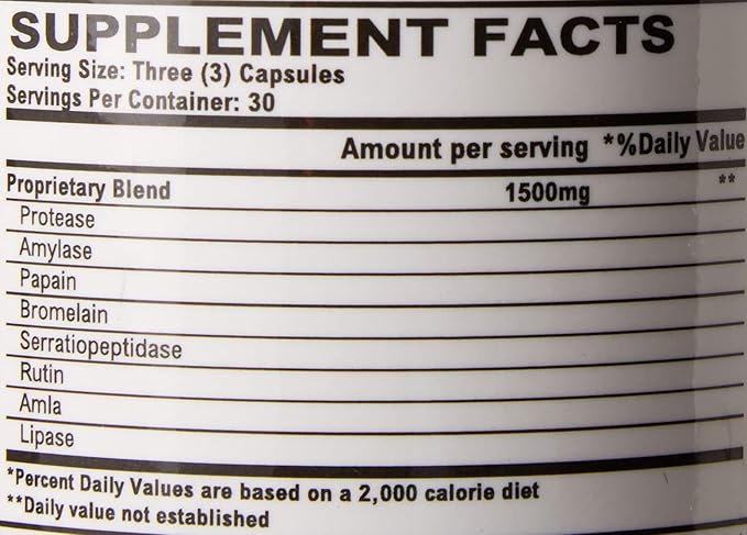 VITÄLZYM Digestive Enzymes for Gut Health | Proteolytic Systemic Multi Enzymes with Serrapeptase for Women and Men | Helps Increase Blood Flow and Maintain Digestive Health (90 Capsules)