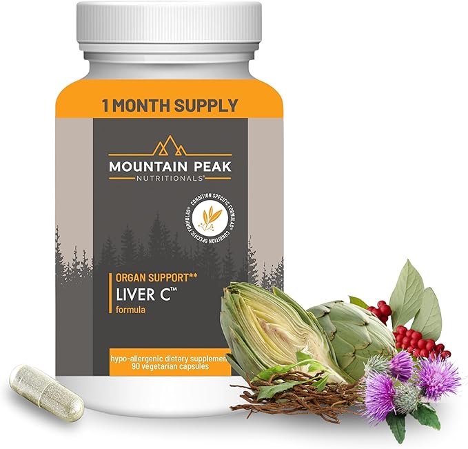 Mountain Peak Nutritionals Liver C - Liver Support &amp Detox Supplement - w/Milk Thistle (Siliphos®) Turmeric and Mushroom Blend - Promotes Healthy Liver Function &amp Energy (90 Vegetarian Capsu