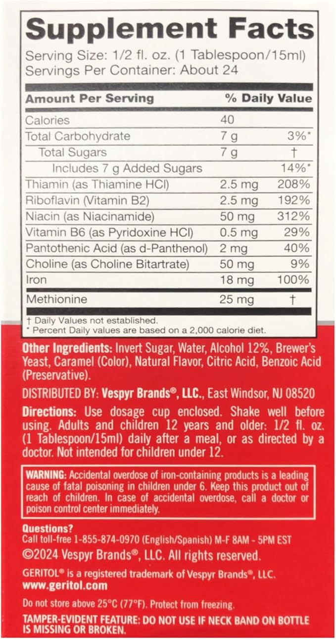 Geritol Liquid Supplement B-Vitamins &amp Iron 12 Fluid Ounce (Pack of 5)