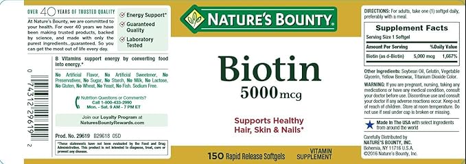 Set of 2 Nature's Bounty® Biotin 5000 mcg 150 Softgels