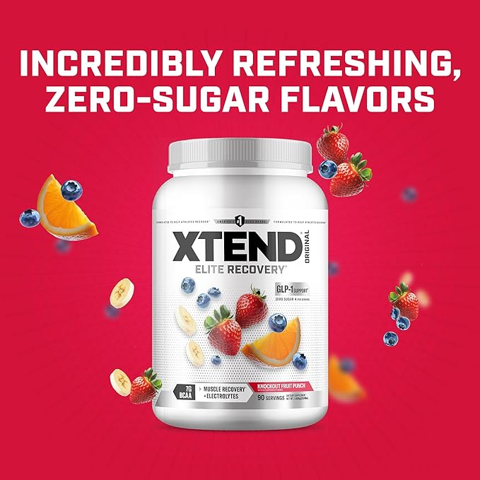 XTEND Original BCAA Powder Knockout Fruit Punch | Sugar Free Post Workout Muscle Recovery Drink with Amino Acids | 7g BCAAs for Men &amp Women | 90 Servings