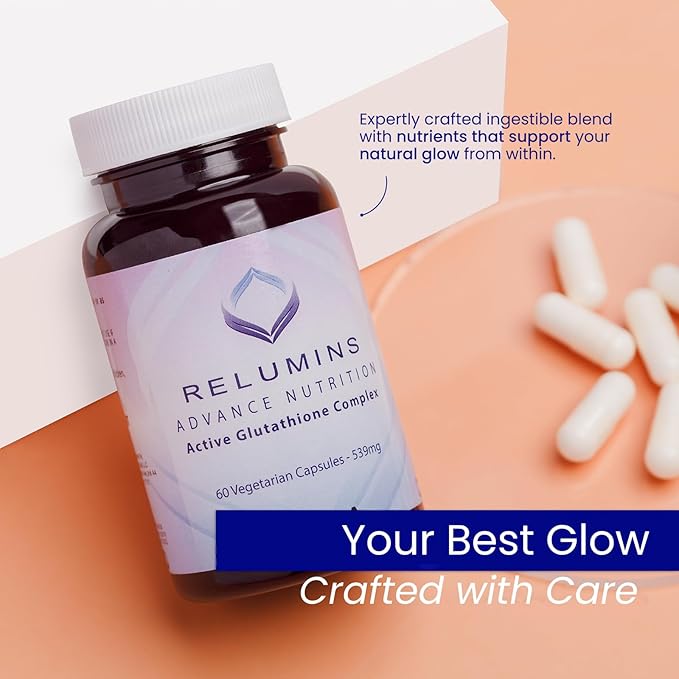 Relumins Advance White Active Glutathione Complex - Max Dose 900mg Glutathione with 6X Boosters ALA &amp NAC - Anti-Aging &amp Skin Supplement Mother's Day Wellness - 60 Caps x 10 Bottles