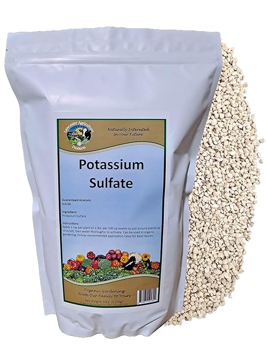 Potassium Sulfate 5 Pounds for Vegetable Gardens - Essential Nutrient for Plant Growth Soil Enrichment and Crop Yield Optimization - Lancaster Agriculture Products