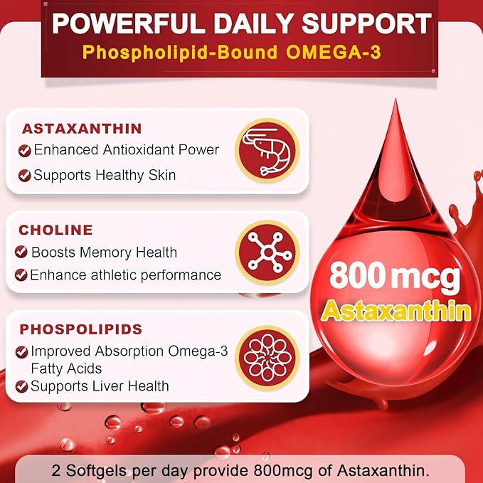 NATURE TARGET Krill Oil 2000 mg with Omega-3 EPA &amp DHA with Astaxanthin Supplement Choline - Supports Heart Brain Join Eye Health Non-GMO Gluten Free 120 Softgels (60 Servings)