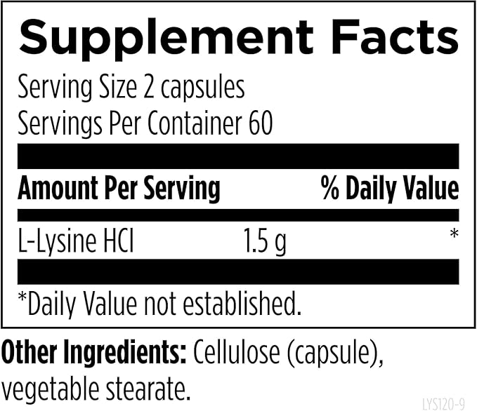Designs for Health L-Lysine HCL Pills 1500mg - Amino Acid Lysine Hydrochloride Nutritional Supplement for Adults - Immune + Bone Health Support - Vegan + Non-GMO (120 Capsules)