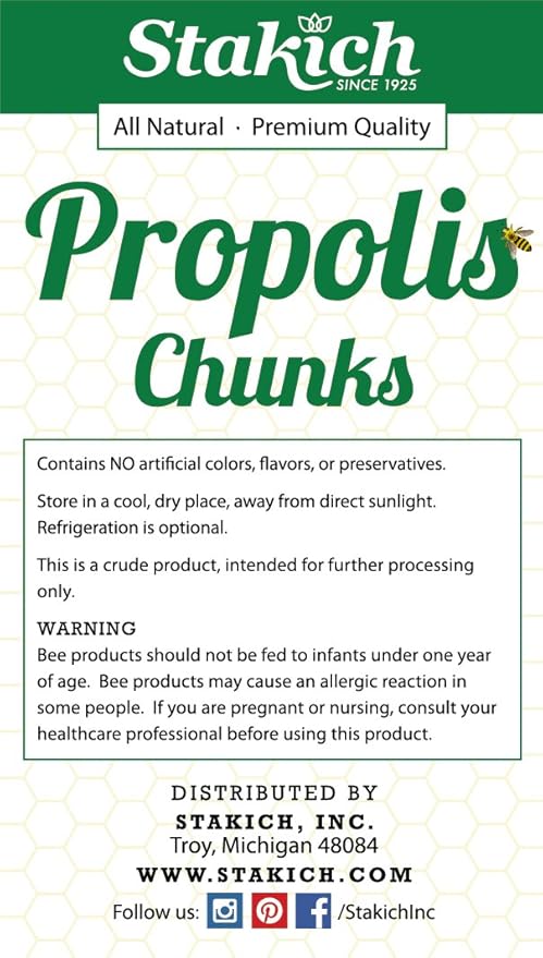 Stakich Bee Propolis Chunks - Pure Natural - 1 Pound (16 Ounce)