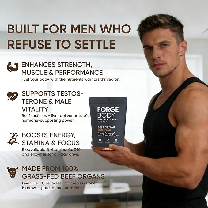 Forgebody Beef Organ Complex Capsules Grass Fed &amp Pasture Raised - Total Body Wellness &amp Performance Immune Support Gluten-Free Non-GMO 60 Count (1)